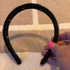 Lele Sadoughi Elegant Black Crystal  Headband
